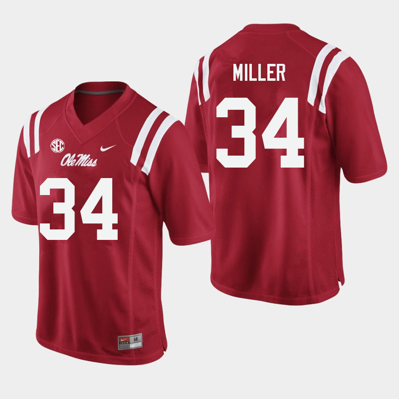 Ole Miss Rebels #34 Bobo Miller College Football Jerseys Sale-Red